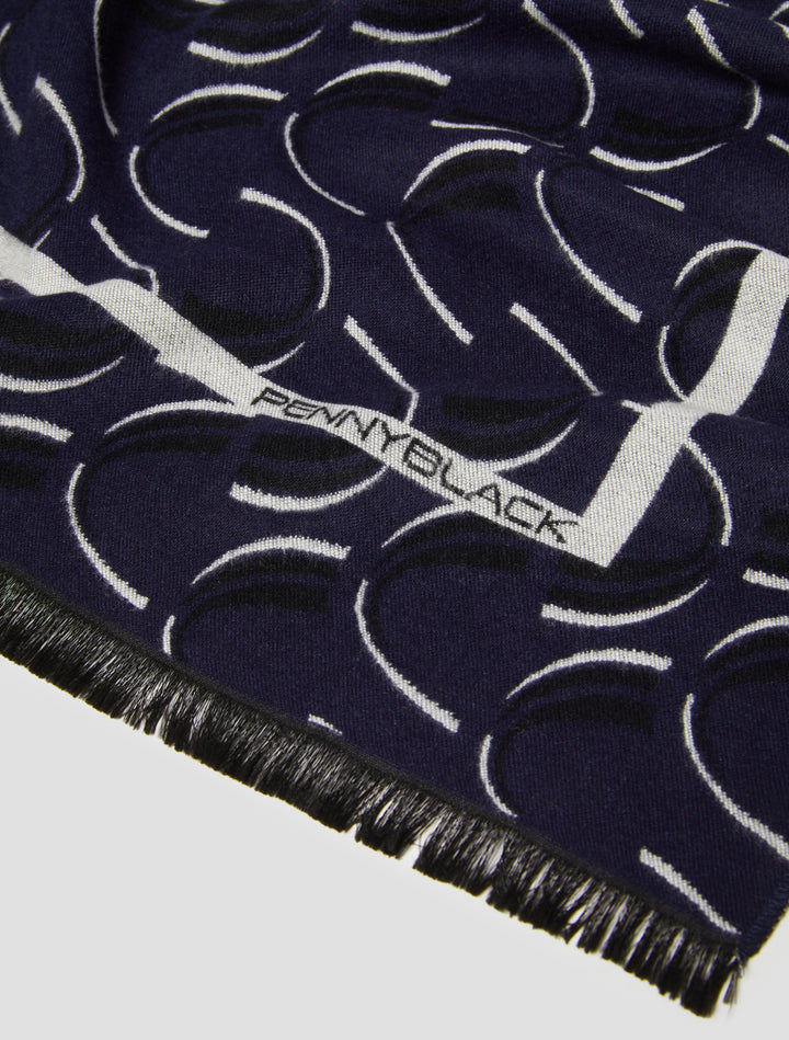PennyBlack Fagiani Stole | Navy Graphic