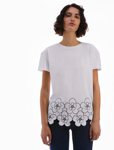 PennyBlack Κεντημένο Βαμβακερό T-shirt | Λευκό