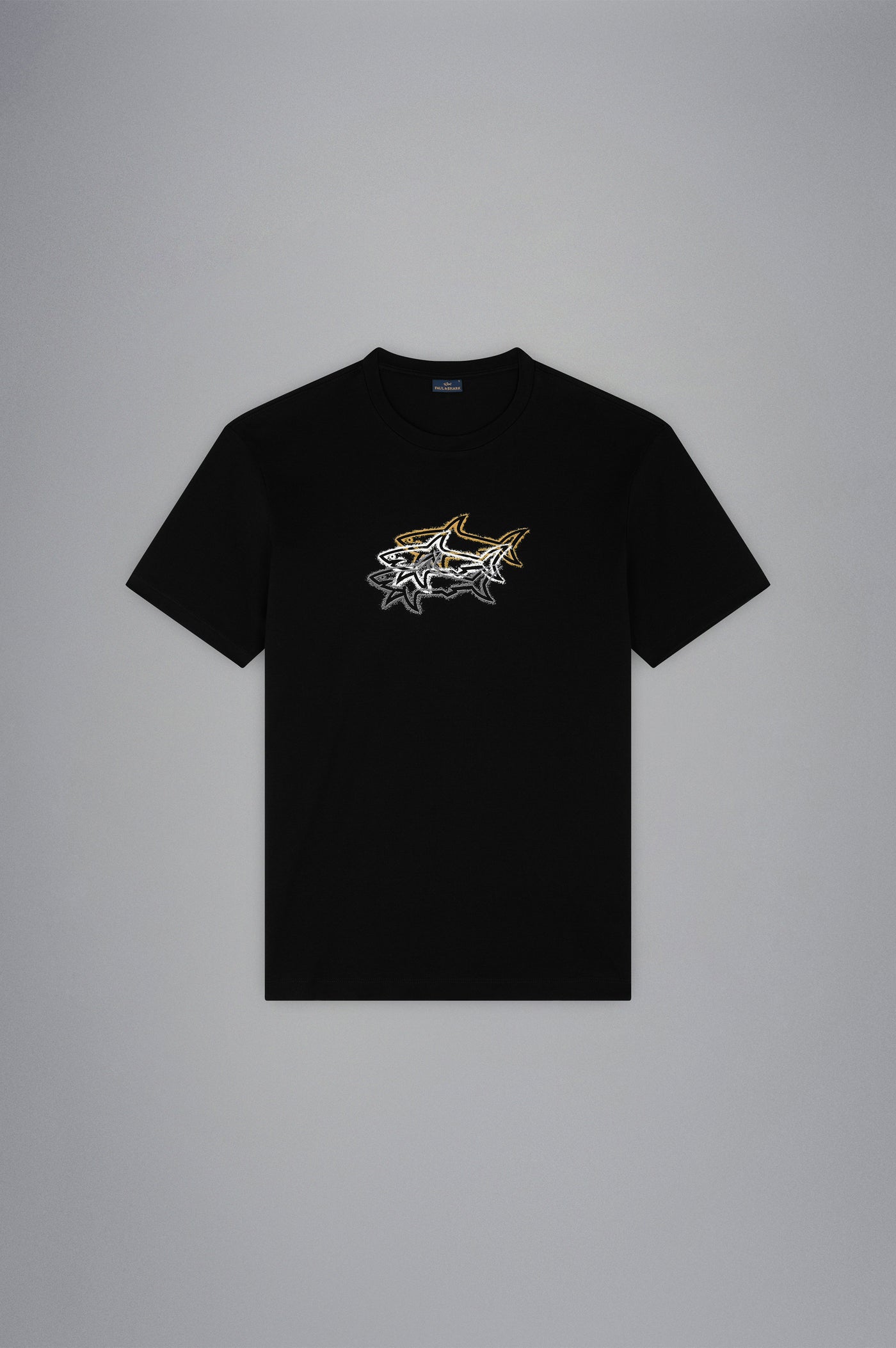 Paul & Shark Βαμβακερό T-shirt με Καρχαρίες | Μαύρο