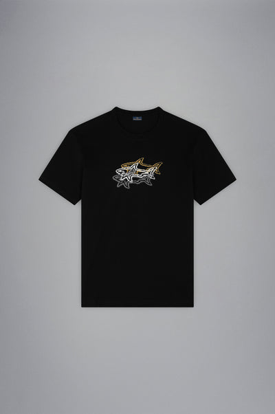 Paul & Shark Βαμβακερό T-shirt με Καρχαρίες | Μαύρο