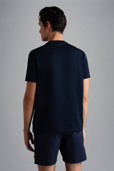 Paul & Shark Βαμβακερό T-shirt με Πολύχρωμο Κεντημένο Πτερύγιο | Σκούρο Μπλε