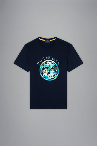 Paul & Shark Βαμβακερό T-shirt Year of the Dragon | Σκούρο Μπλε