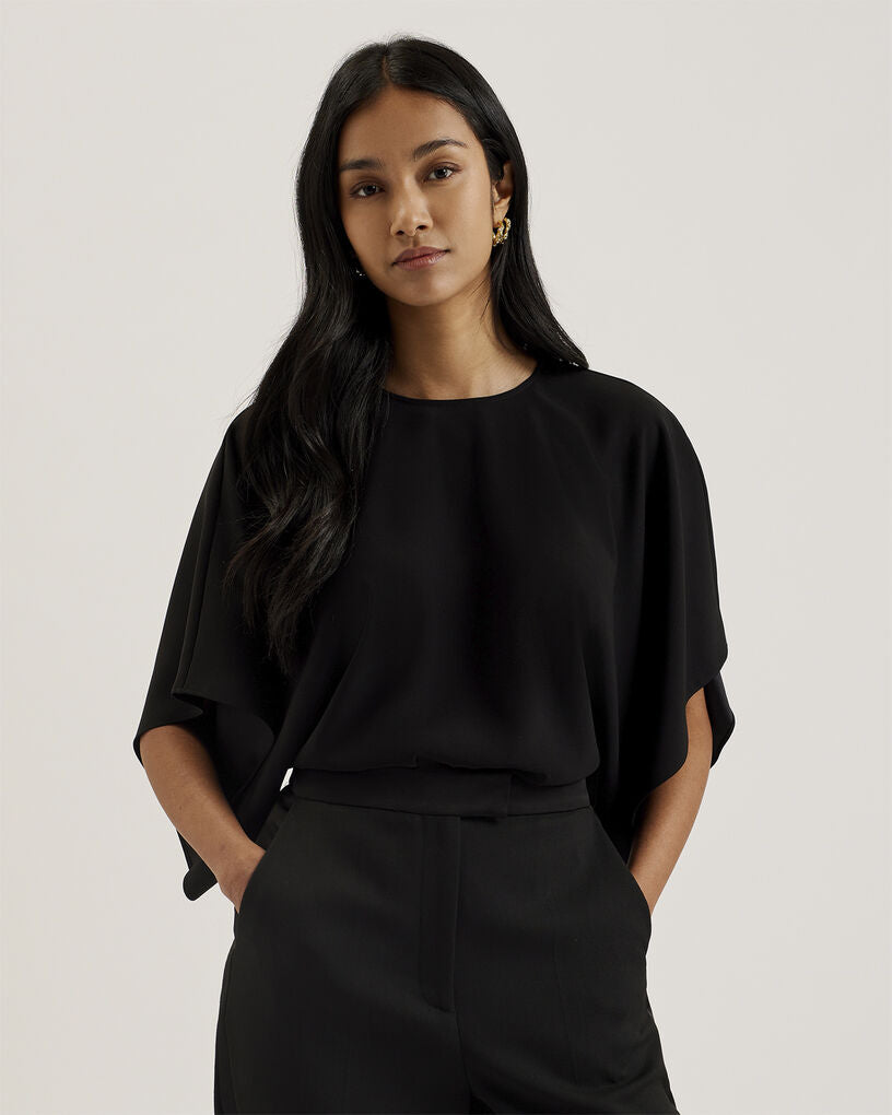 Ted Baker Cherika Bat Wing Sleeve Τοπ | Μαύρο
