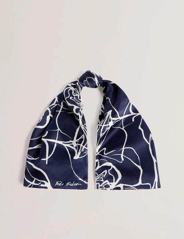 Ted Baker Dennise Linear Rose Silk Square Scarf | Navy-