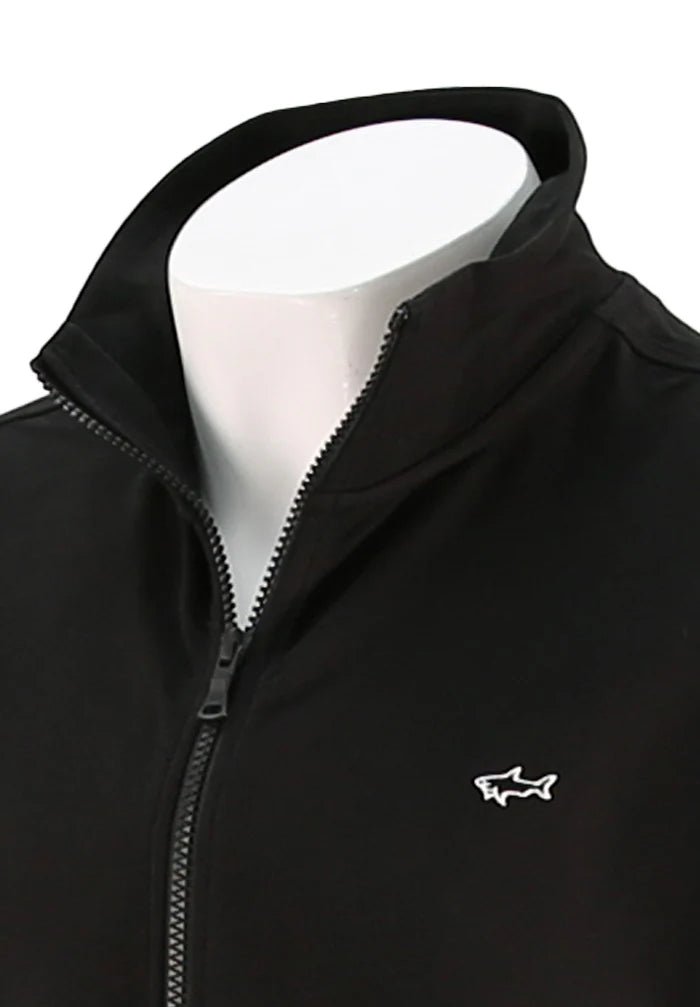 Paul & Shark Shark Badge Stretch Fleece Cotton Full Zip Sweatshirt | Black
