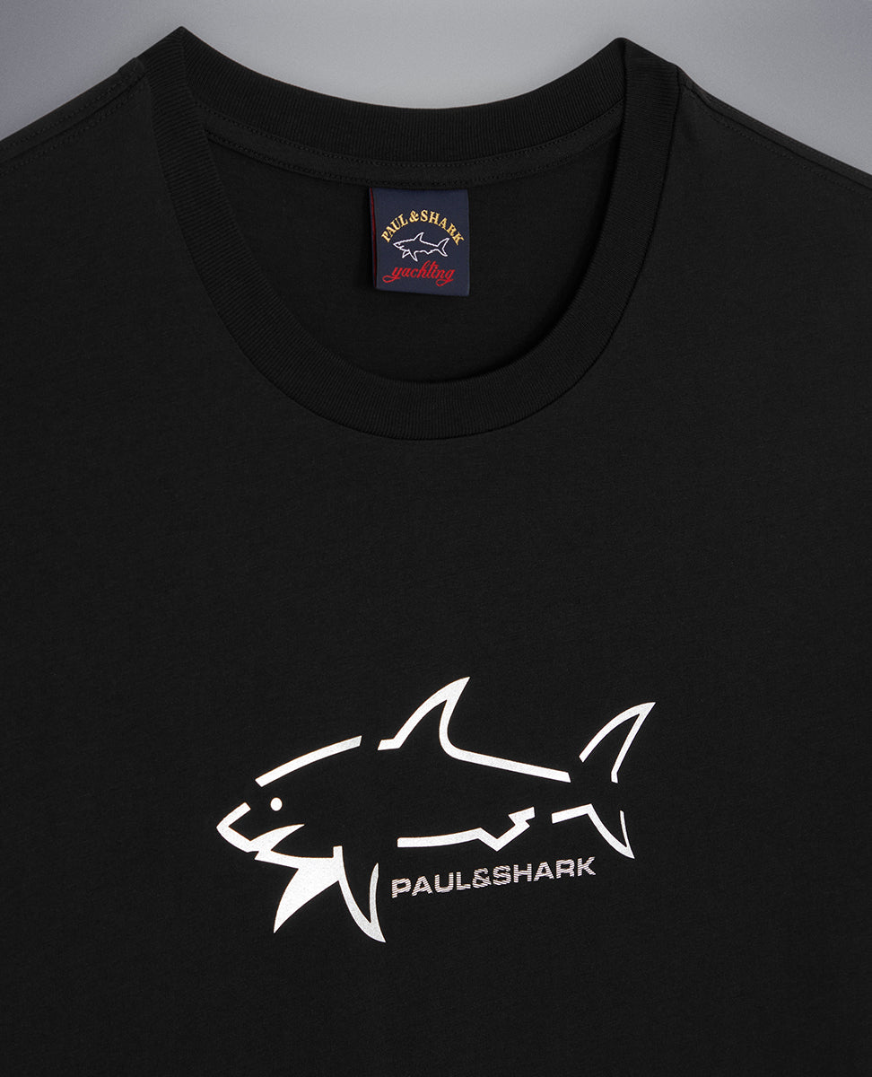 Paul & Shark Βαμβακερό T-shirt με Καρχαρία | Μαύρο