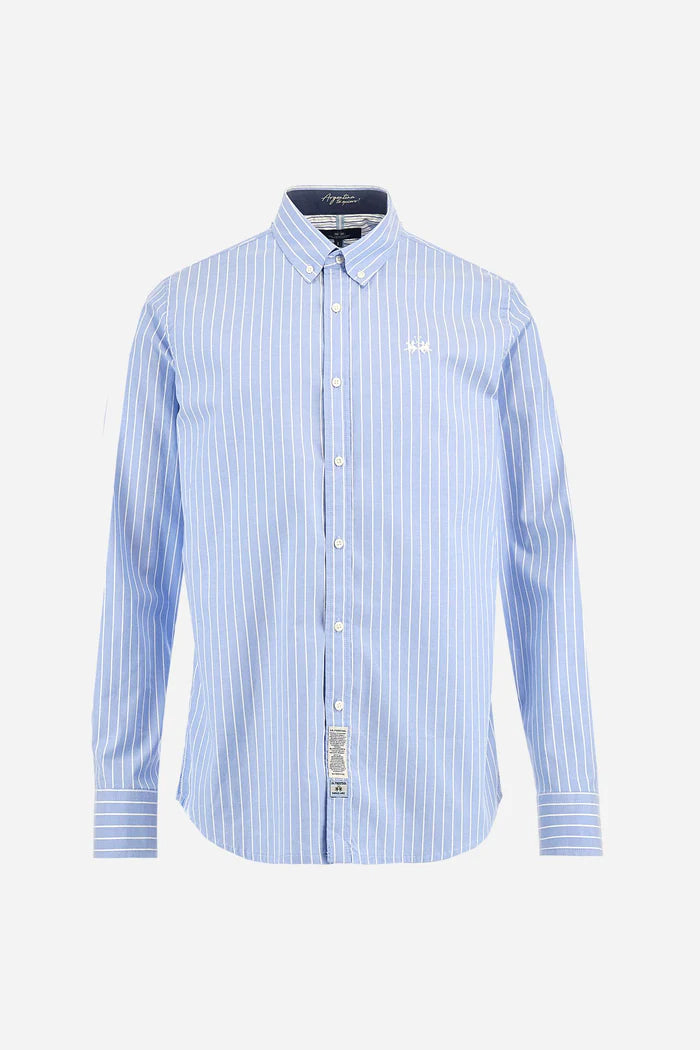 La Martina Men's Argentinian Striped Oxford Shirt | Cornflower Blue