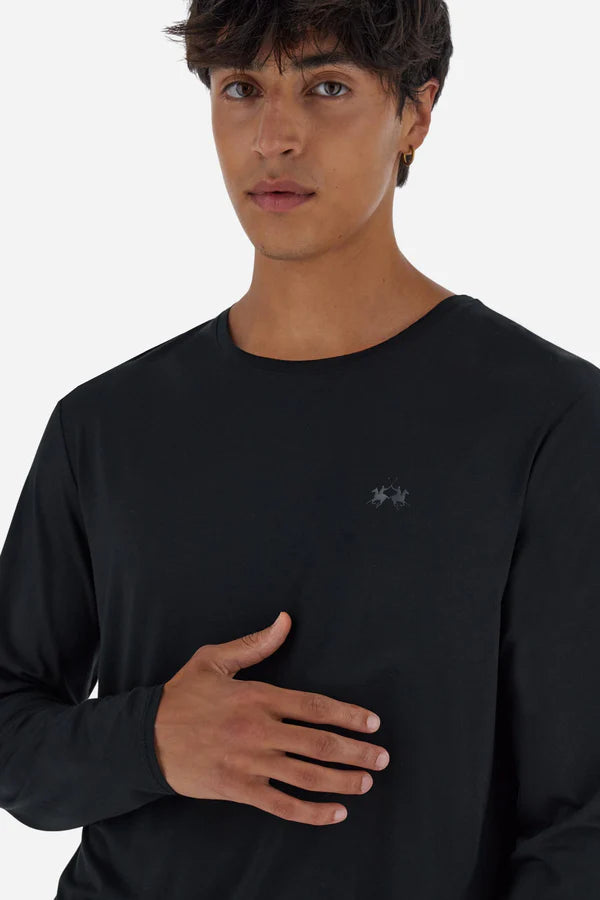 La Martina Men’s Crew‑neck T‑shirt in Fluid Jersey | Black