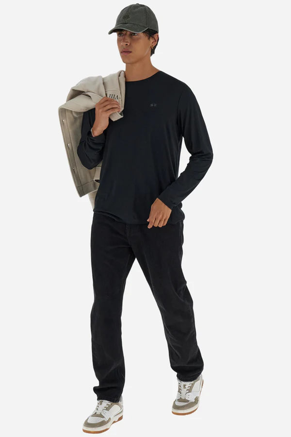 La Martina Men’s Crew‑neck T‑shirt in Fluid Jersey | Black