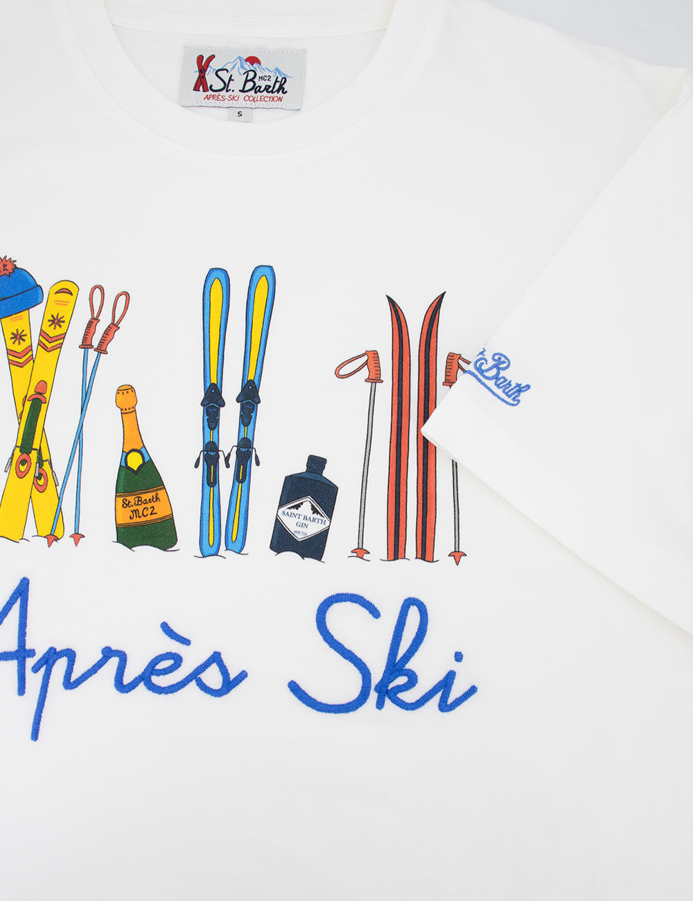 MC2 Ανδρικό Βαμβακερό T-shirt με Κέντημα Apres Ski | Λευκό