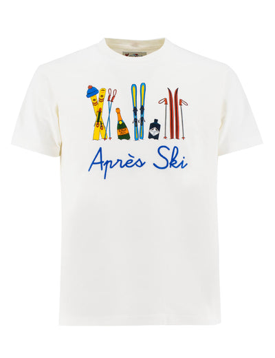 MC2 Ανδρικό Βαμβακερό T-shirt με Κέντημα Apres Ski | Λευκό
