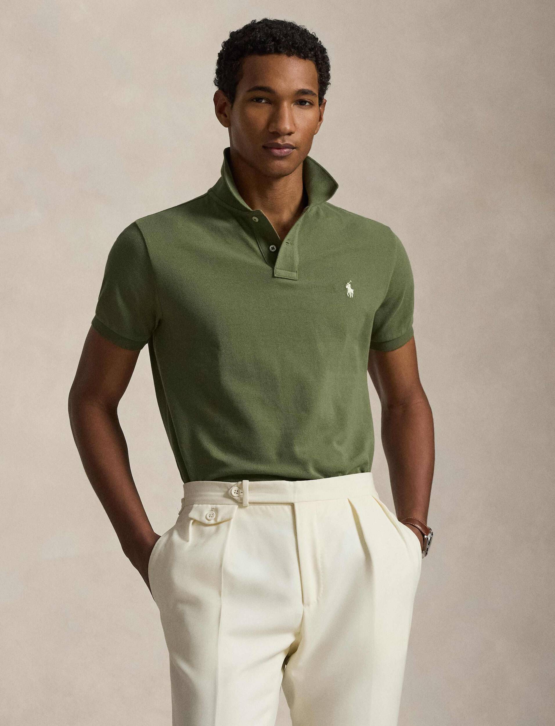 Polo Ralph Lauren 夏カラー ミントチノ 34/34 Ralph Lauren The Iconic Mesh Polo Shirt | Garden Trail