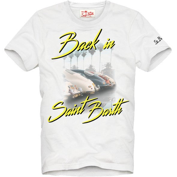MC2 Saint Barth Βαμβακερό T-shirt με Τύπωμα Back in Saint Barth | Λευκό