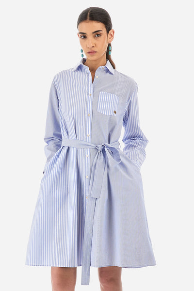 La Martina Βαμβακερό Φόρεμα Κανονικής Γραμμής-Yamini | Μπλε/Λευκό