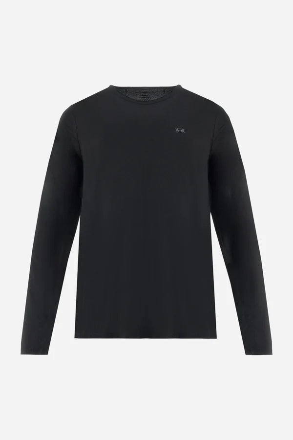 La Martina Men’s Crew‑neck T‑shirt in Fluid Jersey | Black