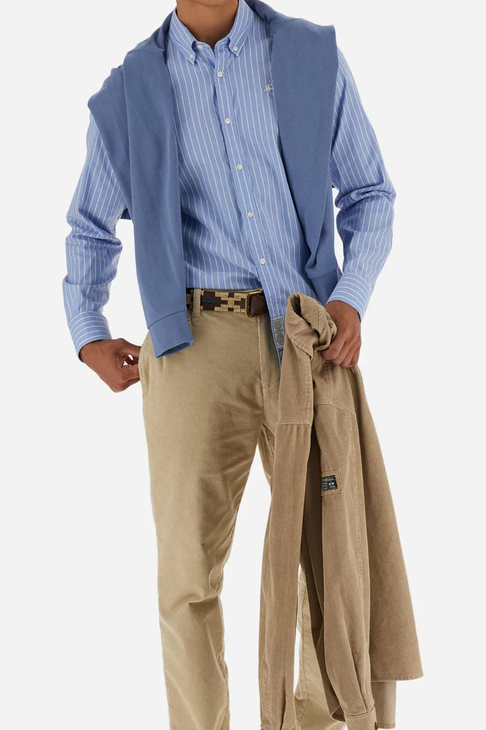La Martina Men's Argentinian Striped Oxford Shirt | Cornflower Blue