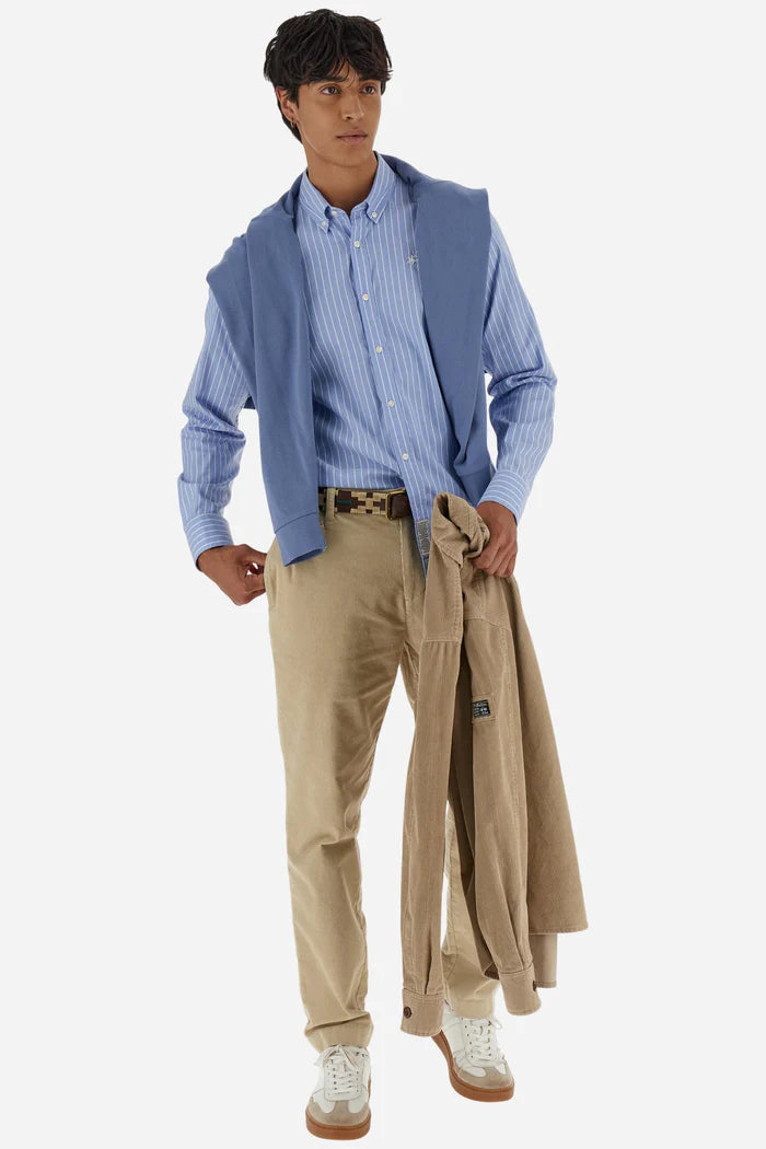 La Martina Men's Argentinian Striped Oxford Shirt | Cornflower Blue