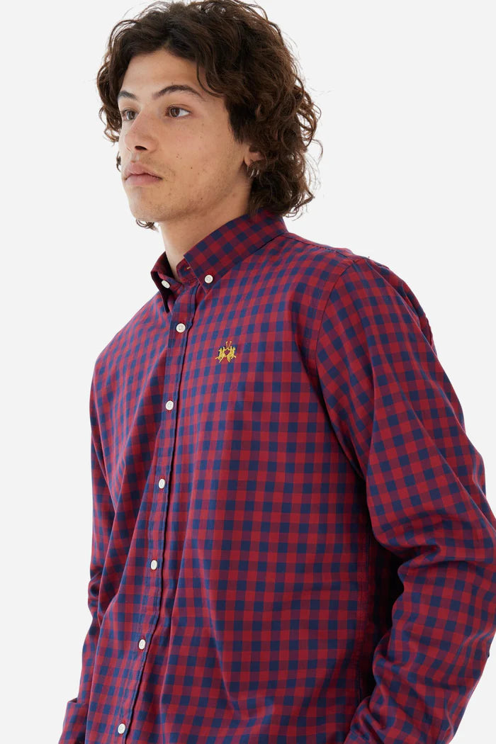 La Martina Men's Check Poplin Shirt | Red/Blue