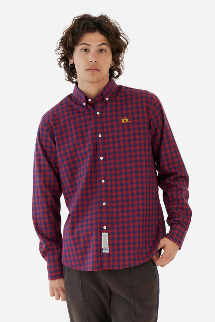 La Martina Men's Check Poplin Shirt | Red/Blue