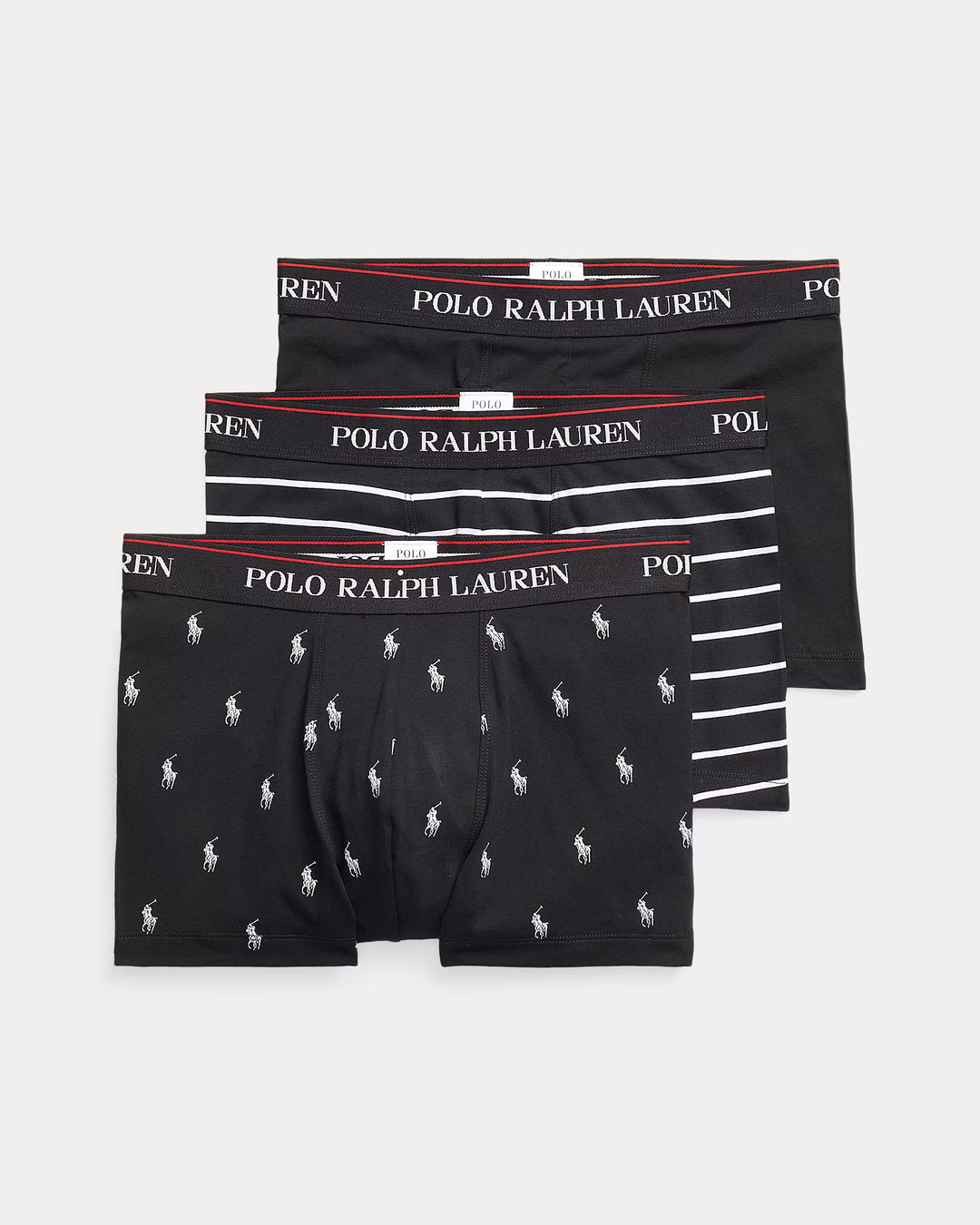 Ralph Lauren Classic Stretch-Cotton Trunk 3-Pack | Black/Stripes
