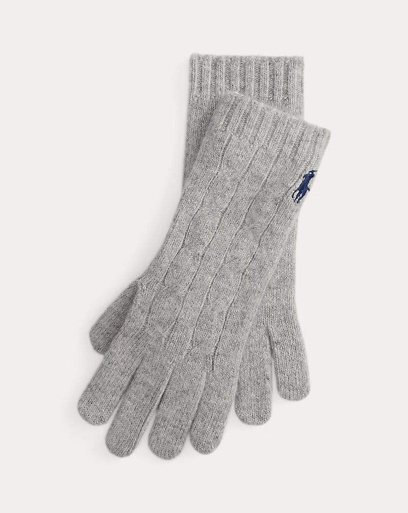 Ralph Lauren Damenhandschuhe aus Wolle und Kaschmir mit Zopfmuster