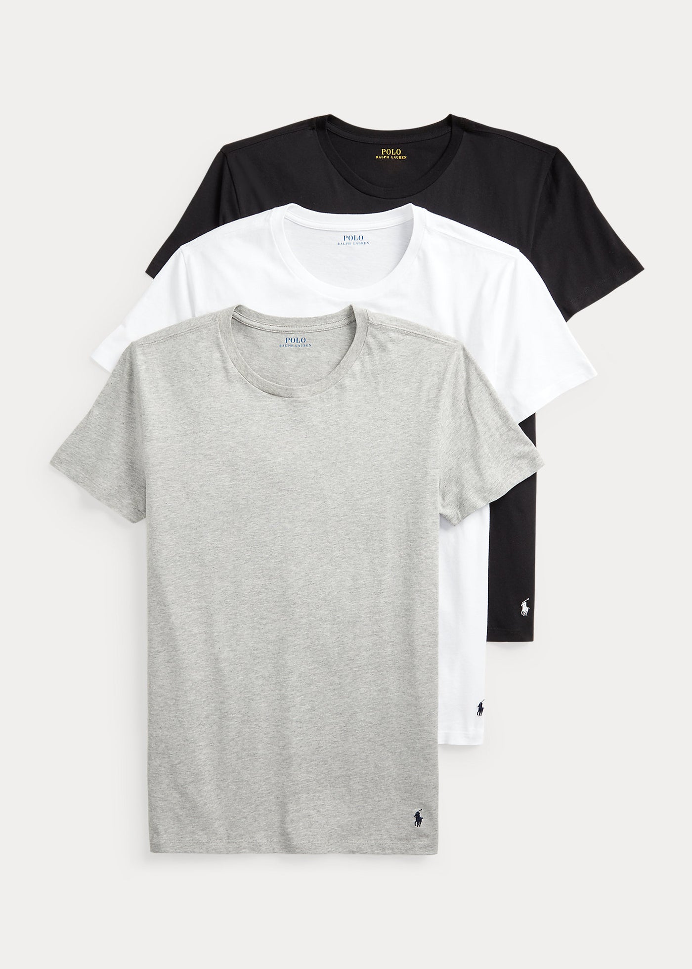 Ralph Lauren Μπλουζάκι Λαιμόκοψη Πακέτο των 3 | Λευκό/Μαύρο/Γκρι