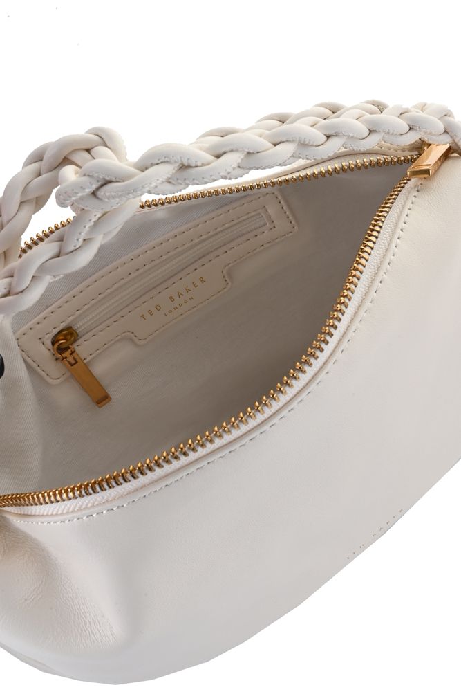 Τσάντα Hobo μεσαίου μεγέθους Ted Baker Islah από δέρμα με εντυπωσιακά μεταλλικά στοιχεία | Ιβουάρ