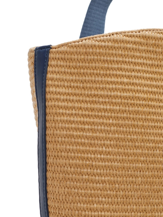 Ted Baker – Große Tragetasche aus Raffia mit Webdetail | Blau