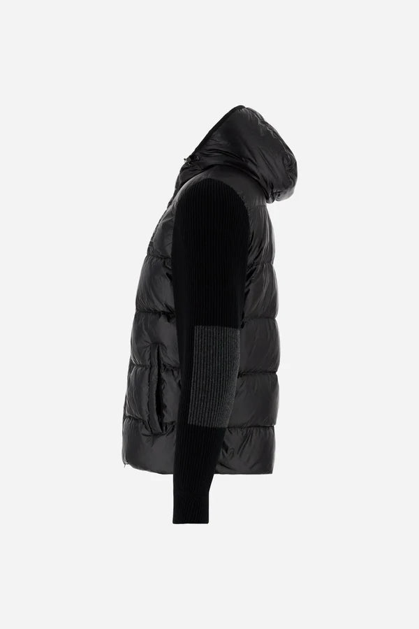 La Martina Men’s Iridescent Nylon Down Jacket Knit Sleeves | Black