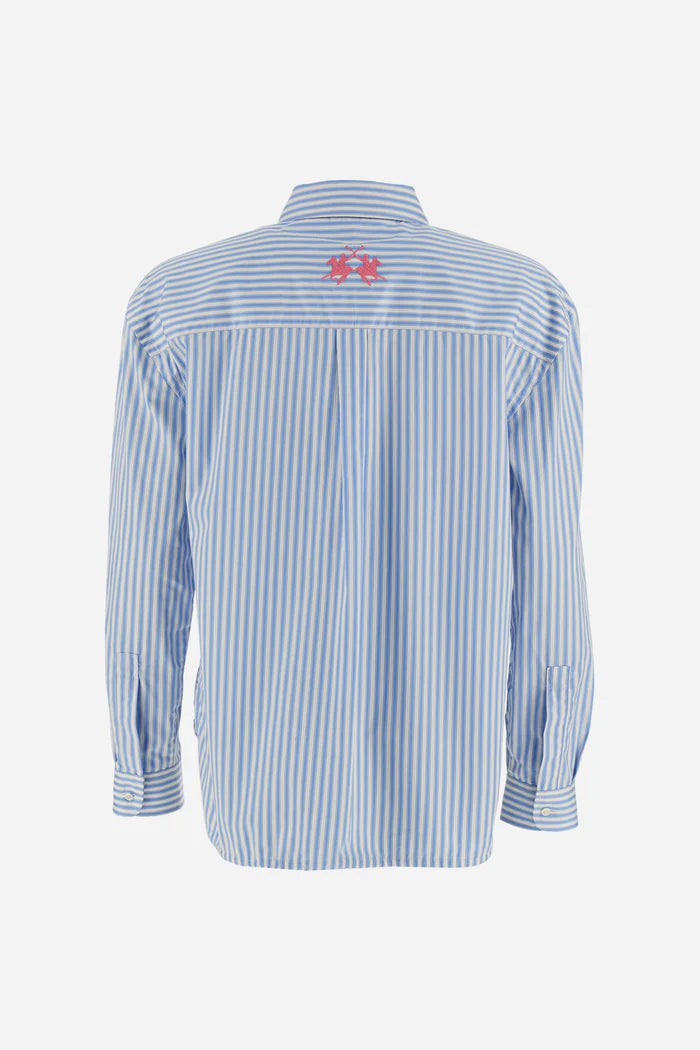 Γυναικείο ριγέ πουκάμισο από ποπλίν La Martina | Γαλάζιο/Λευκό