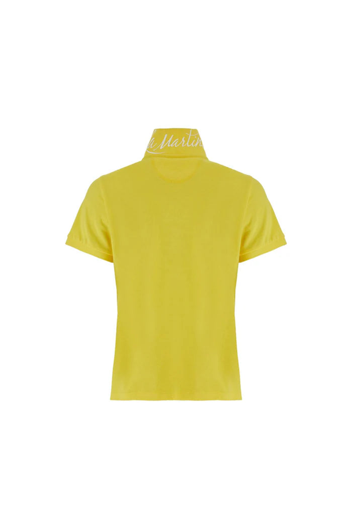 La Martina Women’s Stretch Piqué Polo with Under-collar Lettering | Empire Yellow