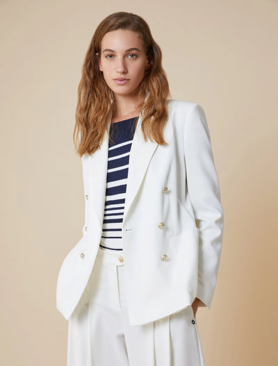 PennyBlack Double Breasted Gargano Twill Jacket | Ivory