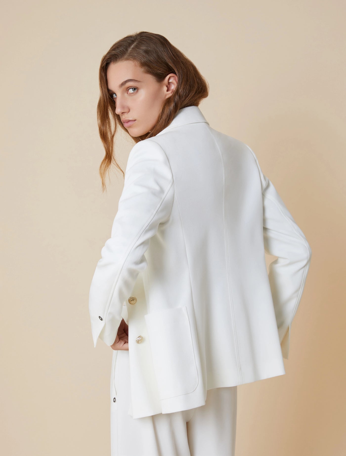 PennyBlack Double Breasted Gargano Twill Jacket | Ivory