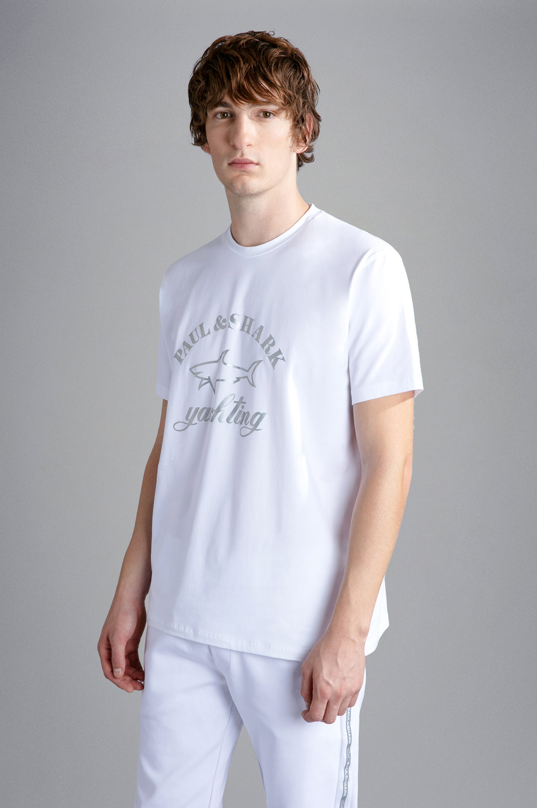 Paul & Shark Βαμβακερό T-shirt με Ανακλαστικό Καρχαρία | Λευκό