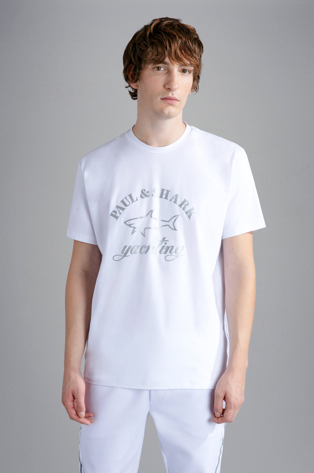 Paul & Shark Βαμβακερό T-shirt με Ανακλαστικό Καρχαρία | Λευκό
