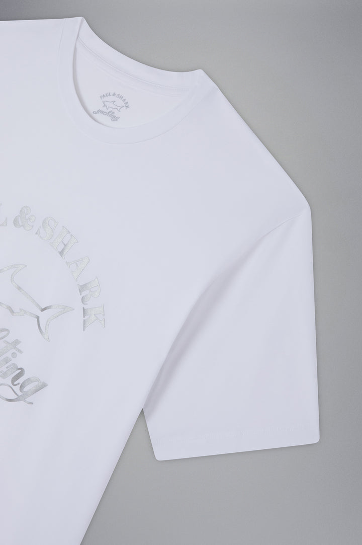 Paul & Shark Βαμβακερό T-shirt με Ανακλαστικό Καρχαρία | Λευκό