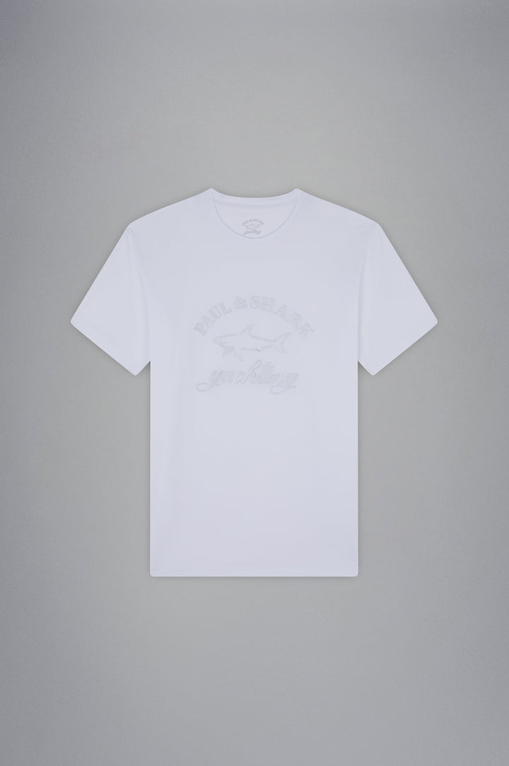 Paul & Shark Βαμβακερό T-shirt με Ανακλαστικό Καρχαρία | Λευκό