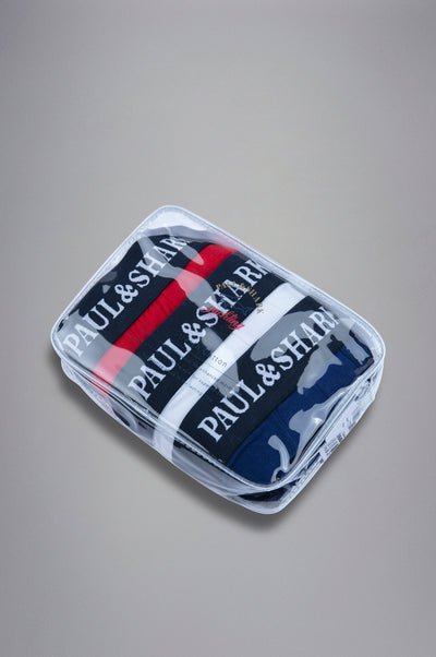 Paul & Shark Ελαστικά Βαμβακερά Μποξεράκια σε Πακέτο των 3 | Σκούρο Μπλε/Κόκκινο/Λευκό