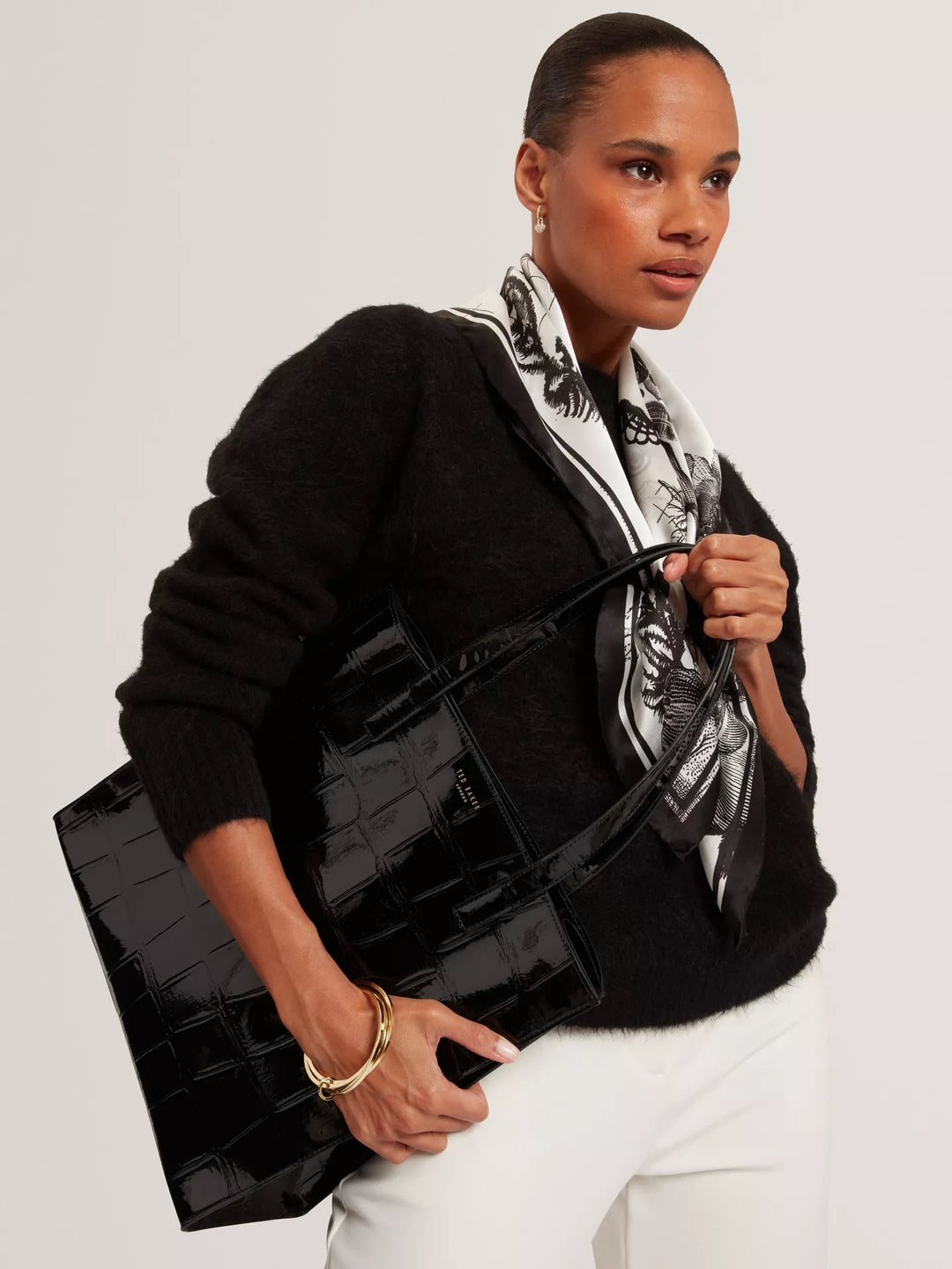 Ted Baker Vannda Croc Effect Large Icon Bag | Black