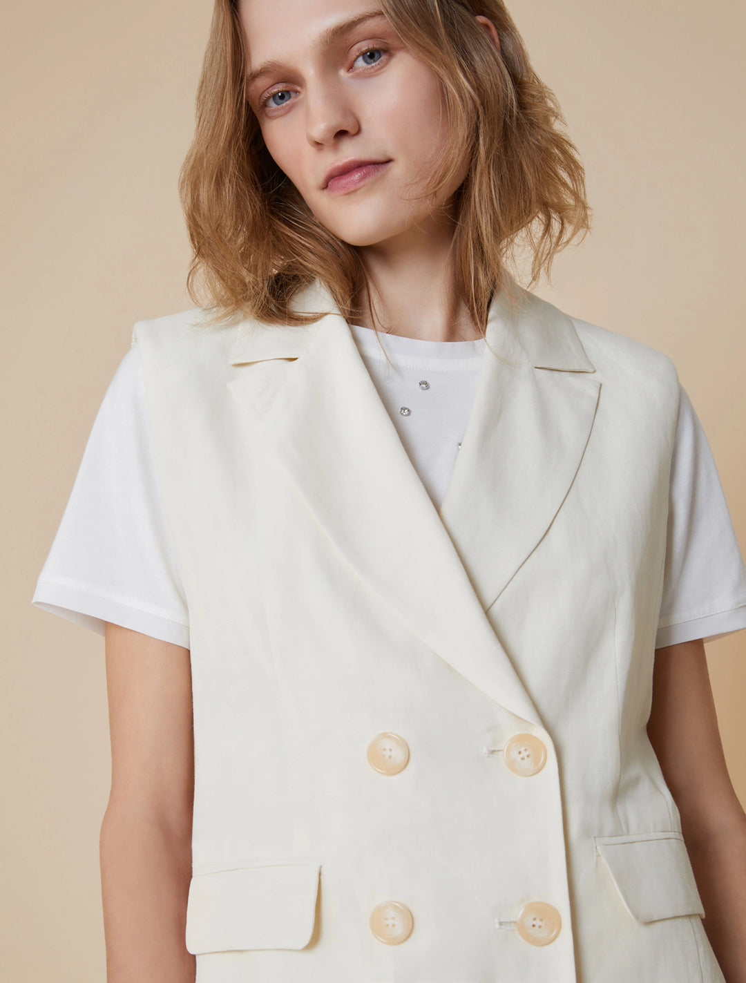 PennyBlack Viscose Waistcoat | Ivory
