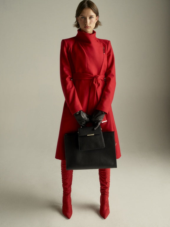 Ted Baker Rose Wool Wrap Midi Coat | Red