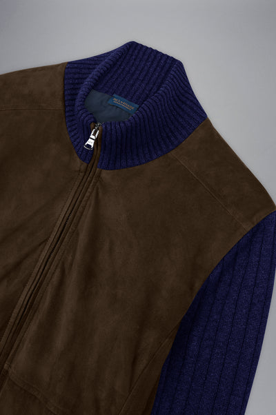 Paul & Shark Wool&Cashmere Cardigan with Leather and Shark Label | Navy