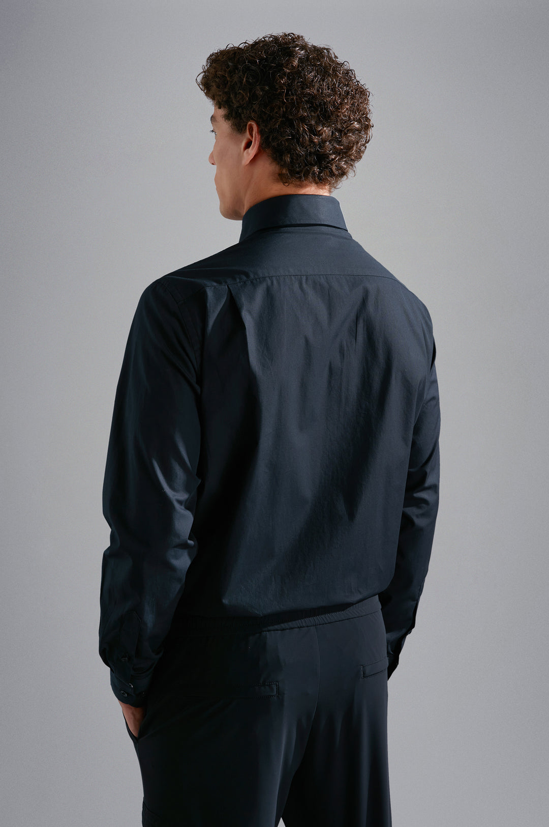 Paul & Shark Cotton shirt with Reflective Printed Logo | Black