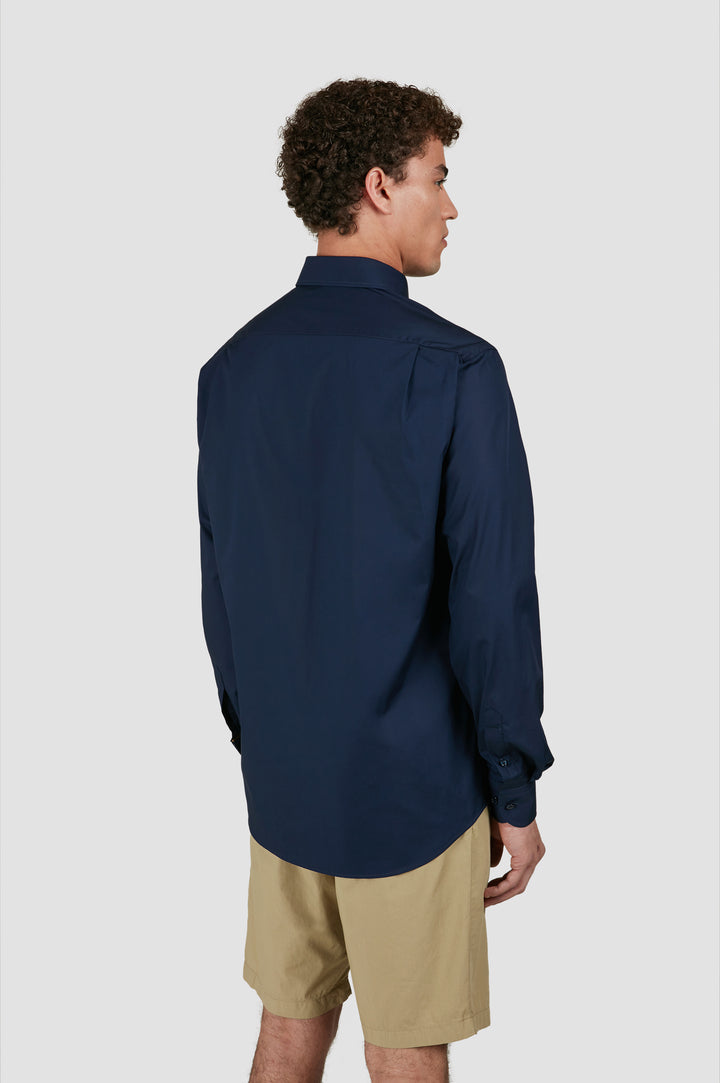 Paul & Shark Cotton shirt with Reflective Printed Logo | Navy