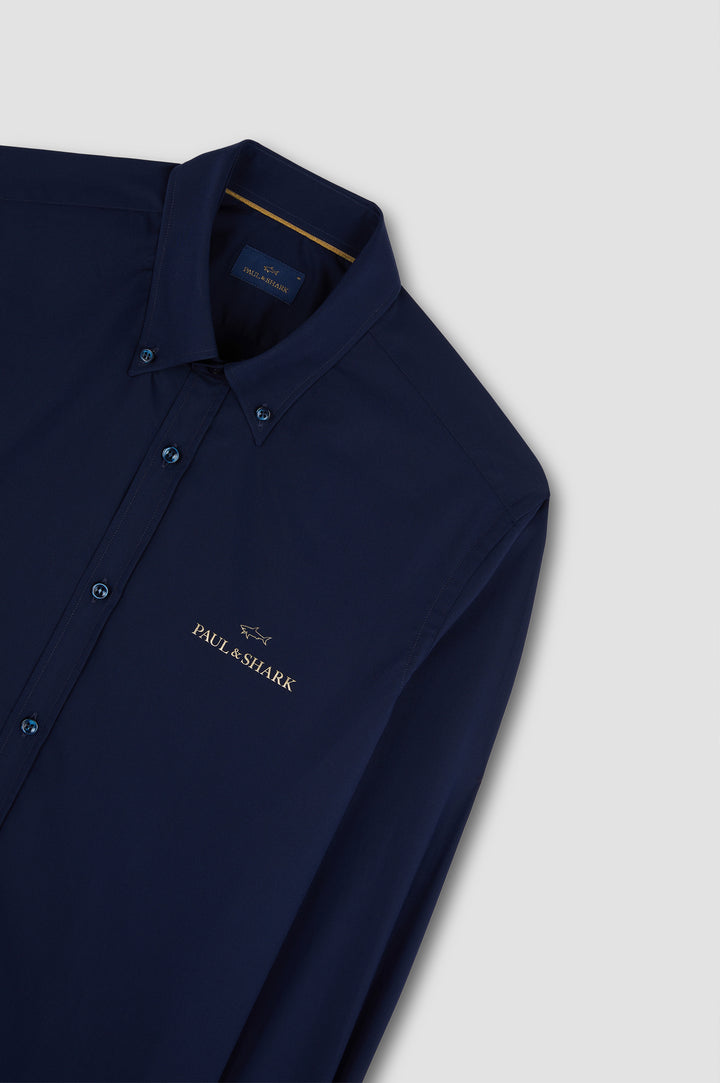 Paul & Shark Cotton shirt with Reflective Printed Logo | Navy