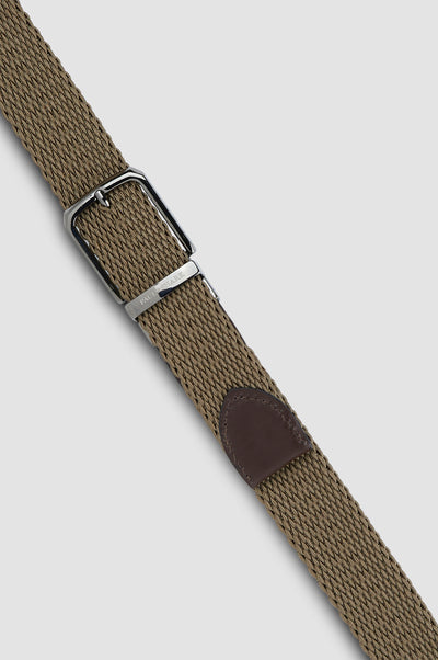 Paul & Shark Woven Stretch Reversible Belt | Brown/White