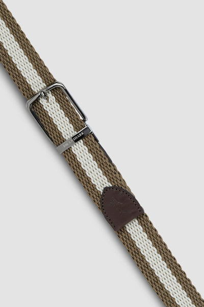 Paul & Shark Woven Stretch Reversible Belt | Brown/White