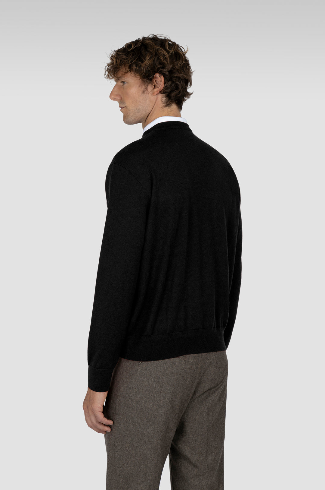 Paul &amp; Shark Summer Wool Crewneck with Alcantara® Shoulder Inserts | Black