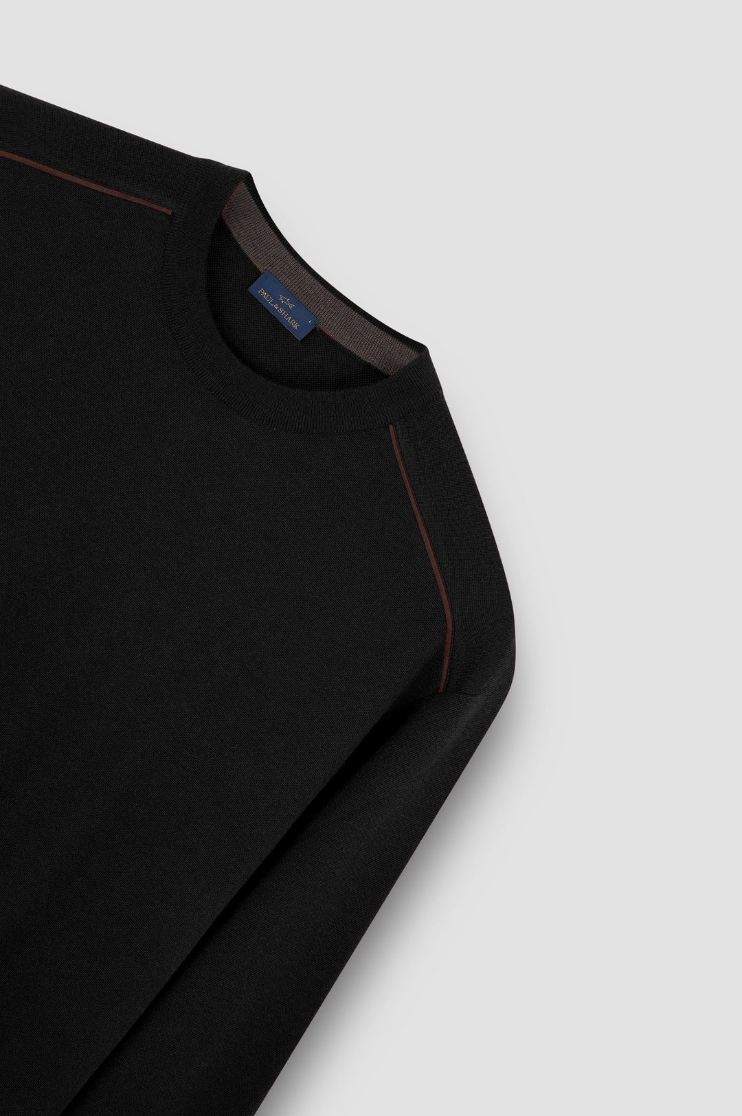 Paul &amp; Shark Summer Wool Crewneck with Alcantara® Shoulder Inserts | Black