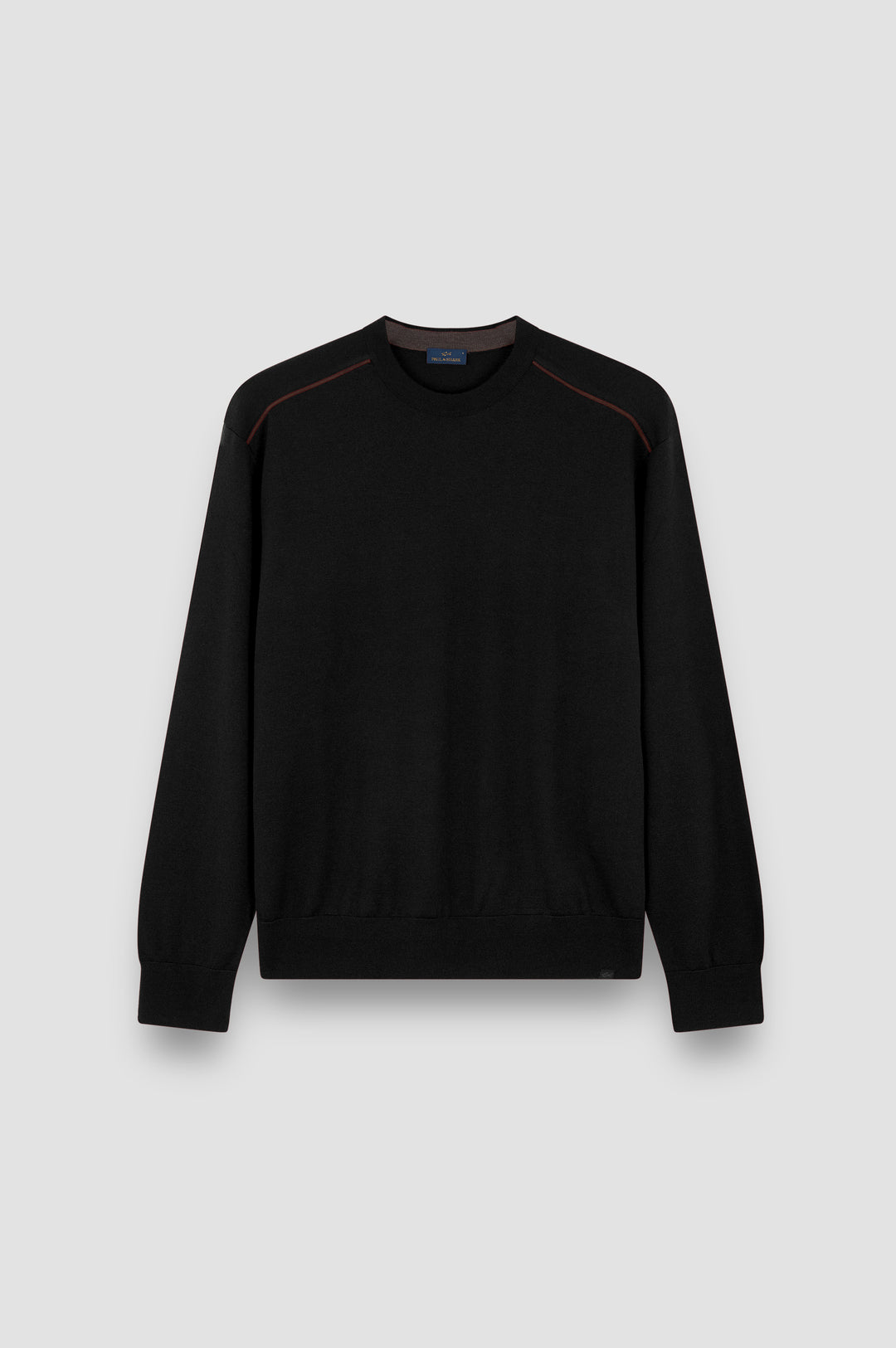 Paul &amp; Shark Summer Wool Crewneck with Alcantara® Shoulder Inserts | Black